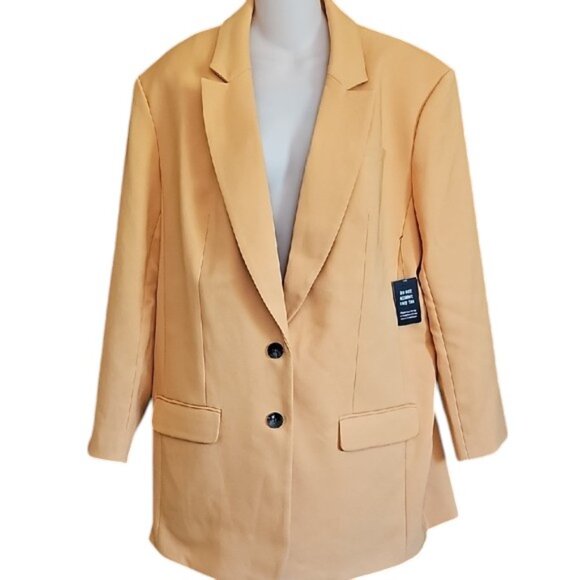 NWT EXRPESS Women's Orange Blazer 2 buttons 2 pockets - Picture 2 of 15